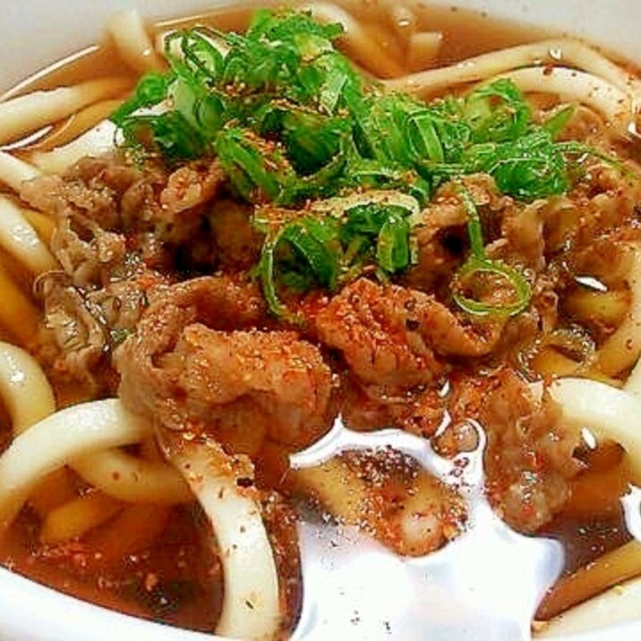 めんつゆで簡単肉うどん(^^)